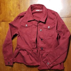 Maroon denim jacket from Francesca